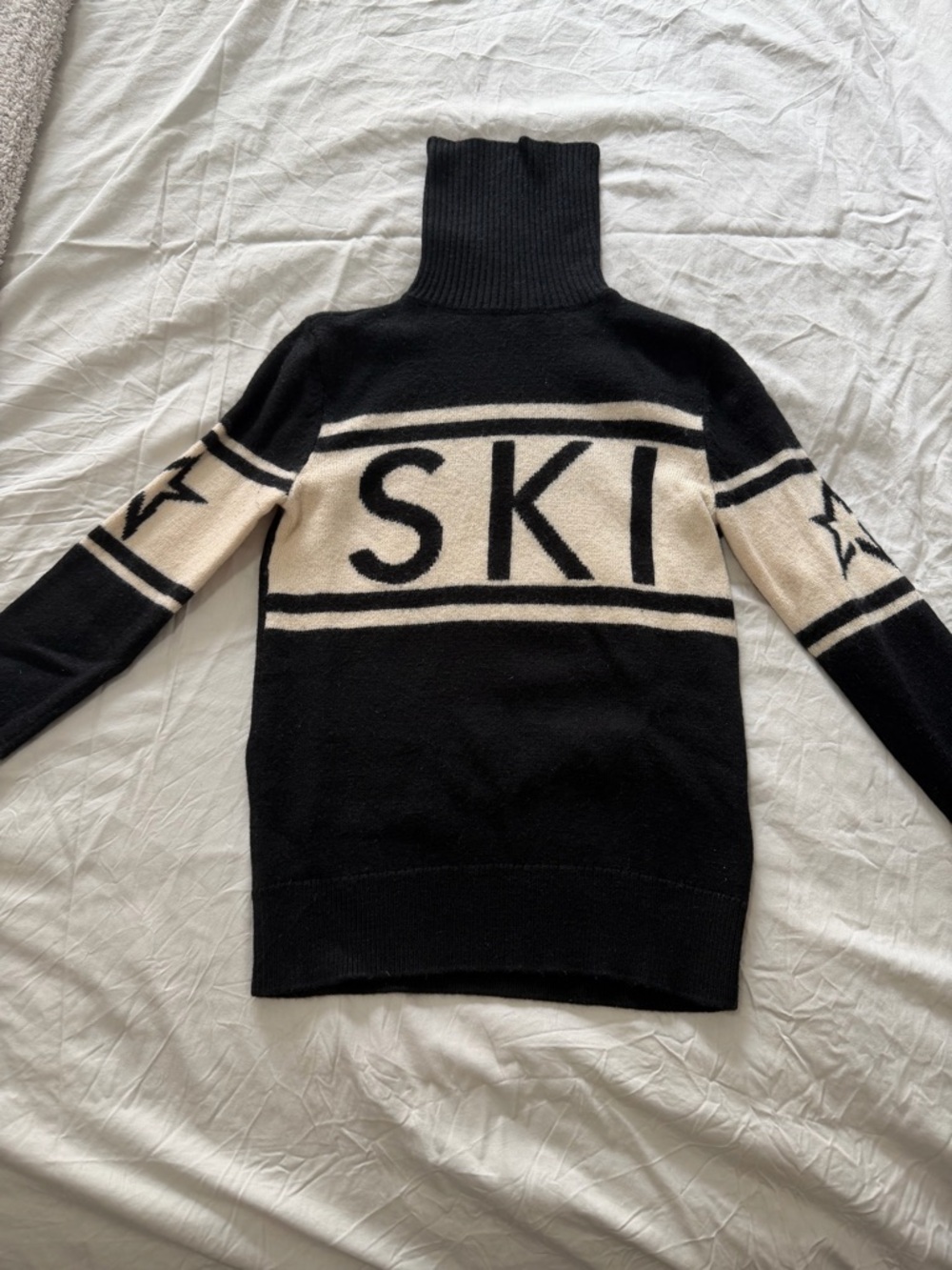 Perfect Moment SKI Turtleneck Sweater Black Cream Wool XS Petite